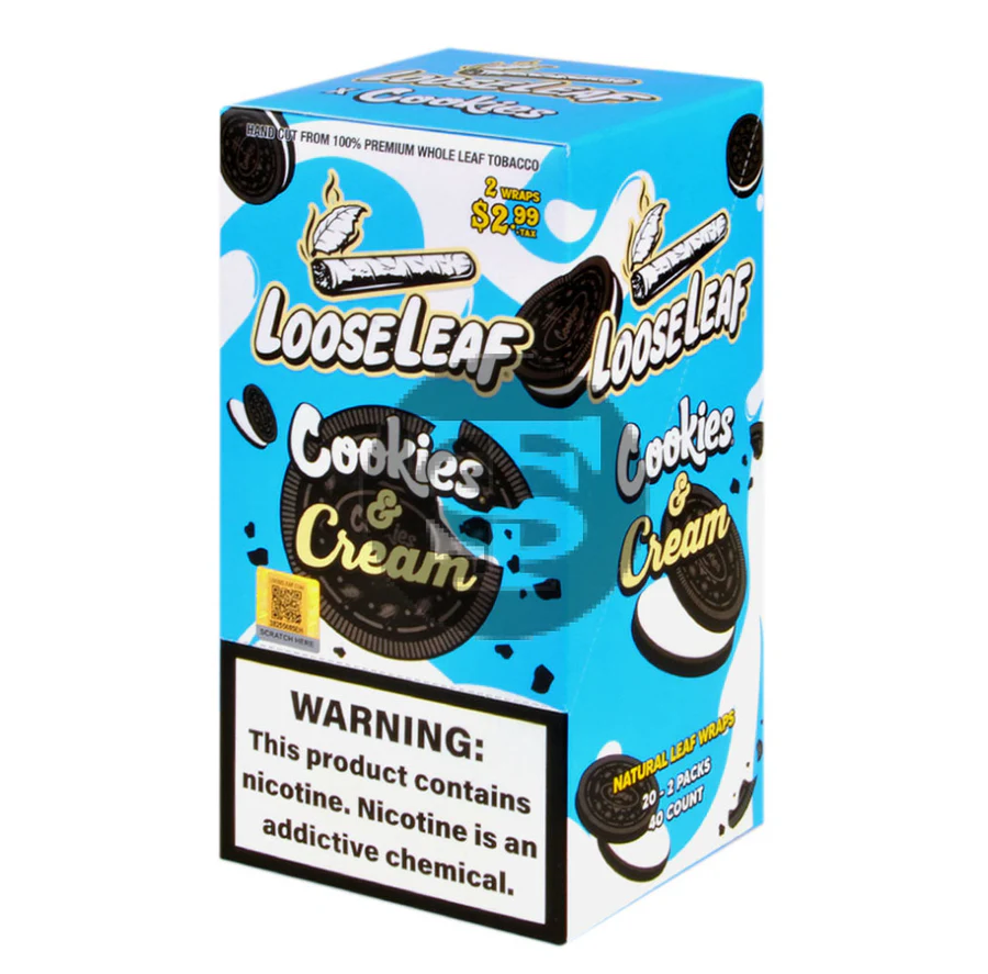 Loose Leaf Natural Wrap Cookies & Cream $2.99, 20 packs of 2